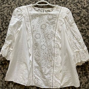 Veronica Beard White Eyelet Shirt - Size 10
